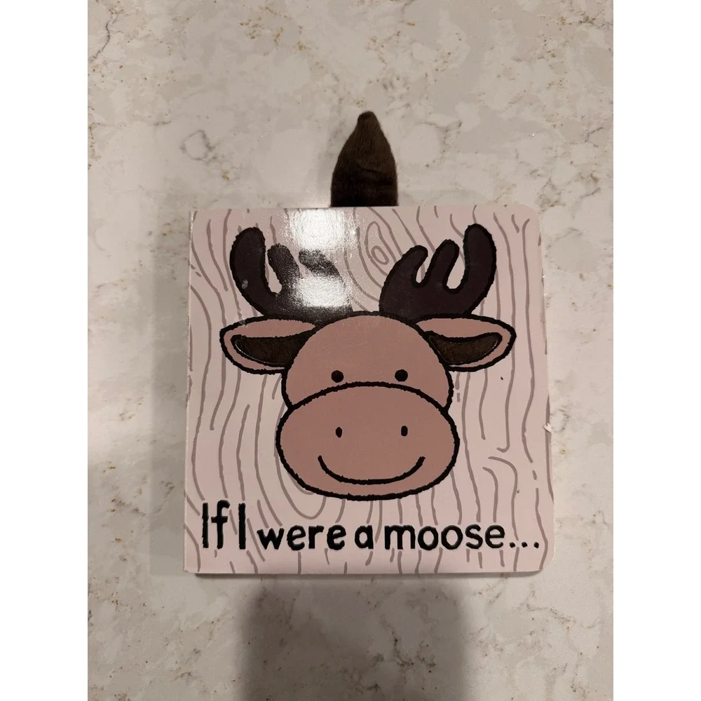 Jellycat If I Were a Moose Board Book BB444MOO Sensory Touch and Feel Plush Tail